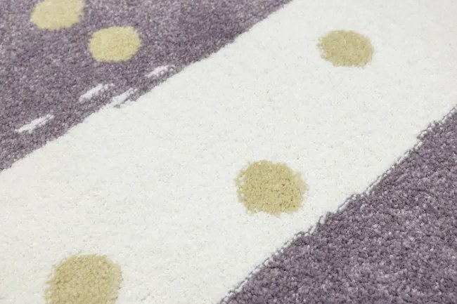 Koberec LIMA M044A krémový / fialový / zlatý polkruh