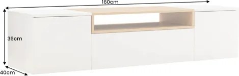 TV-skrinka 47807 Loft 160cm Biela/Prírodná Dub Dyha - Komfort-nábytok