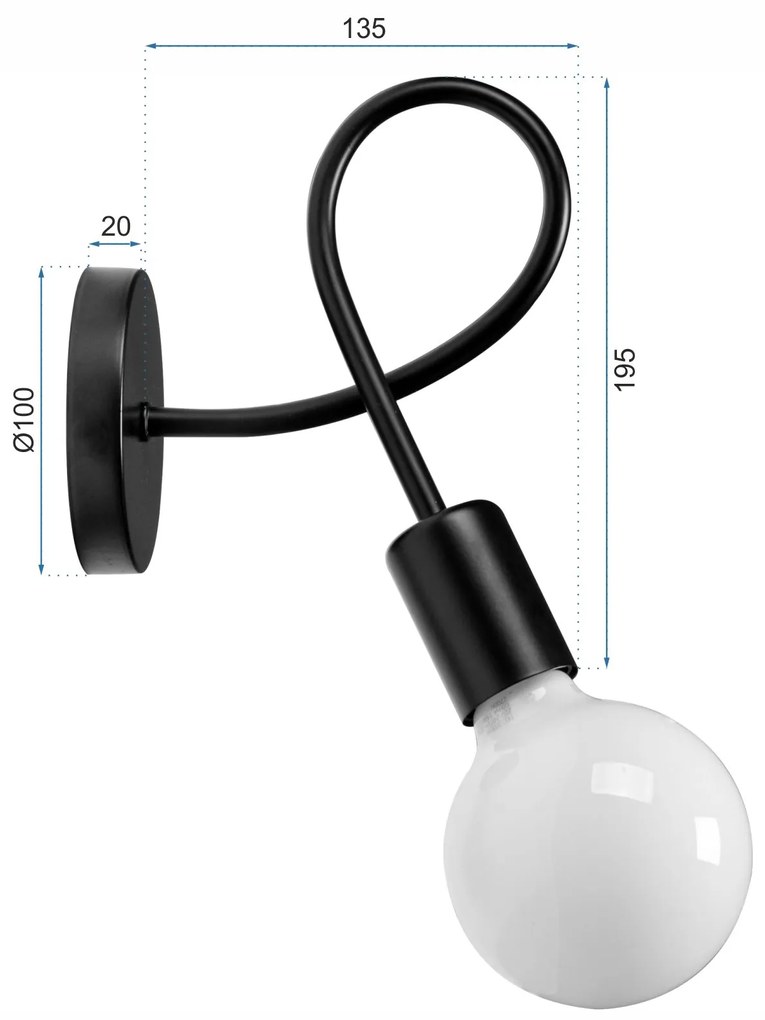 Toolight - Nástenná kovová lampa na stenu PARADISE 1xE27 60W 392199, čierna, OSW-04008