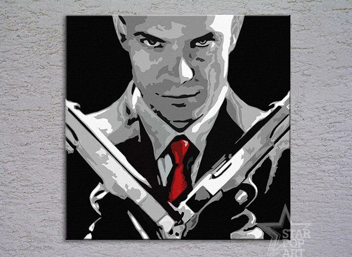 Ručne maľovaný POP Art obraz HITMAN | rôzne rozmery