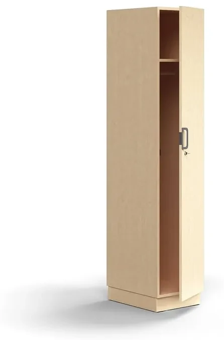 Uzamykateľný šatník QBUS, s tyčou na vešiaky, so soklom, 2020x400x570 mm, breza