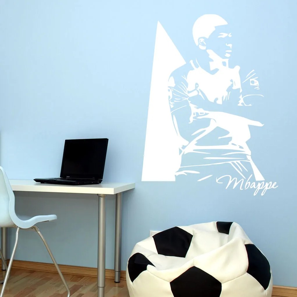 Veselá Stena Samolepka Kylian Mbappé Farba: černá, Veľkosť: 40 x 30 cm