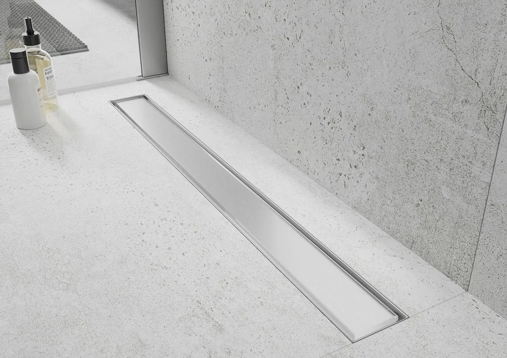 Odtokový sprchovací žľab WHITE GLASS, sklenený kryt