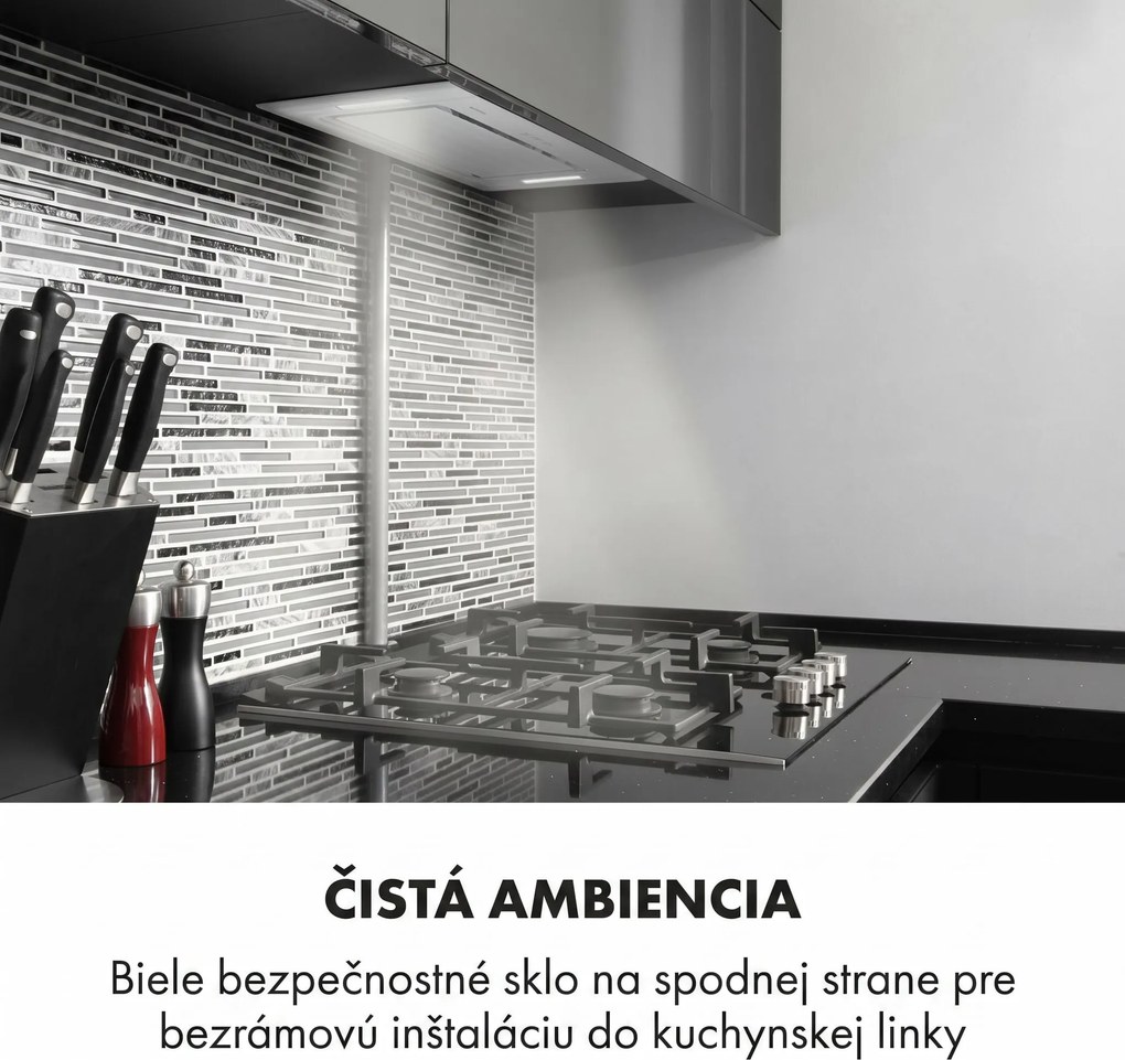 Klarstein Hektor, digestor, 52 cm, vstavaný, 467 m³/h, LED, dotykové ovládanie, sklo, biely