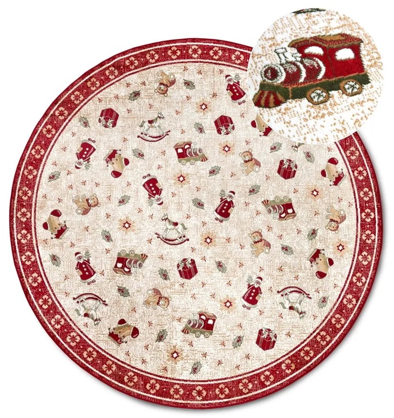 Červený okrúhly koberec s vianočným motívom s prímesou bavlny ø 160 cm Toy's Delight Red Christmas – Villeroy&amp;Boch