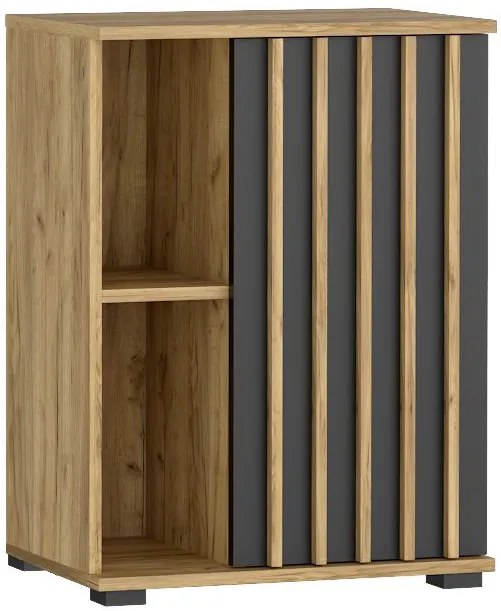 Nočný stolík do spálne 60 cm s lamelovými dvierkami