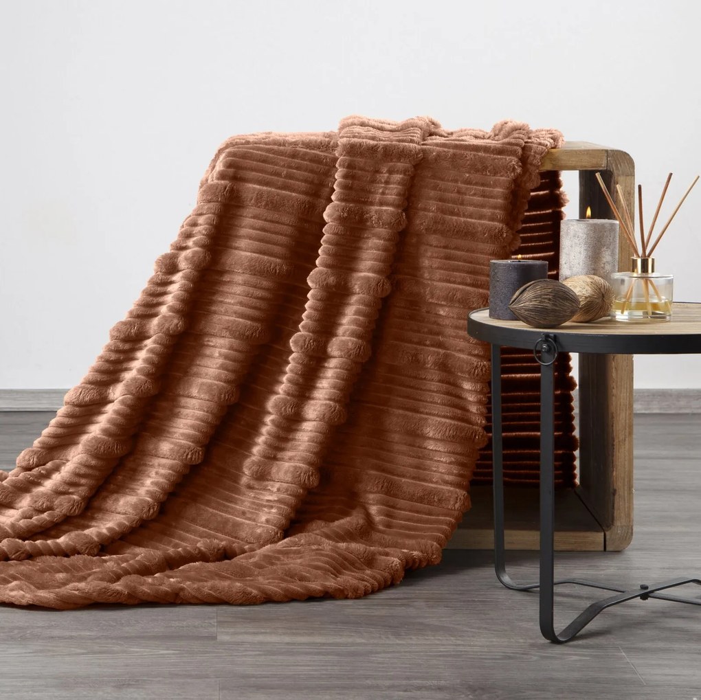 FLANELOVÁ DEKA NINA 200X220 CM TEHLOVÁ