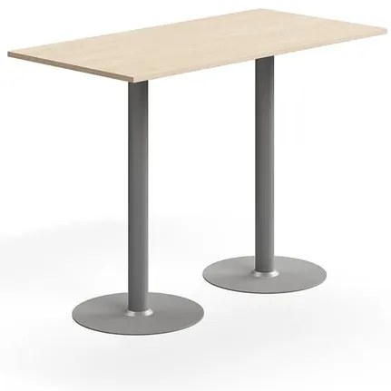 Barový stôl ALVA, 1400x700x1000 mm, HPL, strieborná/breza