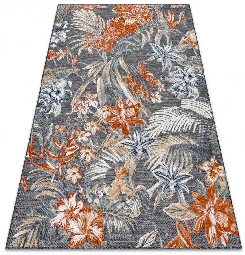 Dywany Łuszczów Kusový koberec Botanic 65262 flowers black – na von aj na doma - 117x170 cm