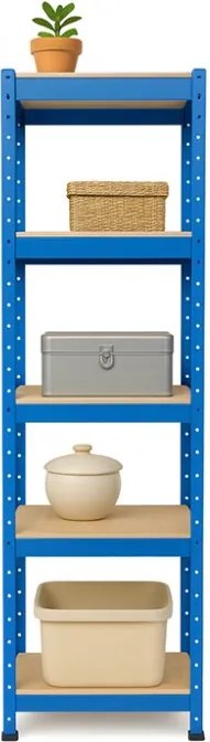 Regál 180x40x40 cm lakovaný 5-policový, nosnosť 875 kg - modrý