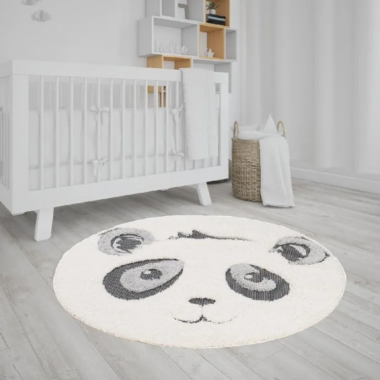 TA Okrúhly detský koberec s motívom pandy 120x120 cm