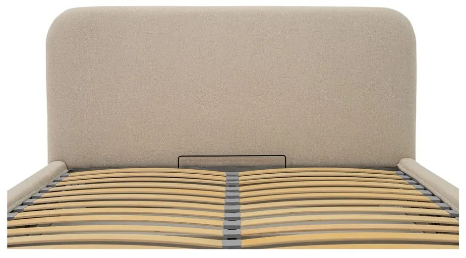 Béžová čalúnená dvojlôžková posteľ s úložným priestorom s roštom 140x190 cm Sea – Scandic