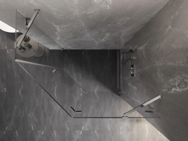 Mexen Lunar, päťuholníkový sprchový kút naklápací vpravo 90 x 80 cm, 8mm číre sklo, chrómový profil, 831-090P-080L-01-00-P
