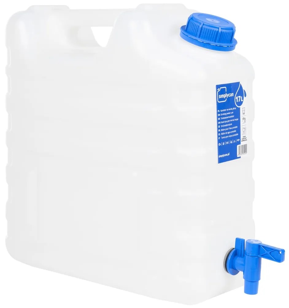 Zásobník na vodu s kohútikom, priehľadný 15 l, plast 155041