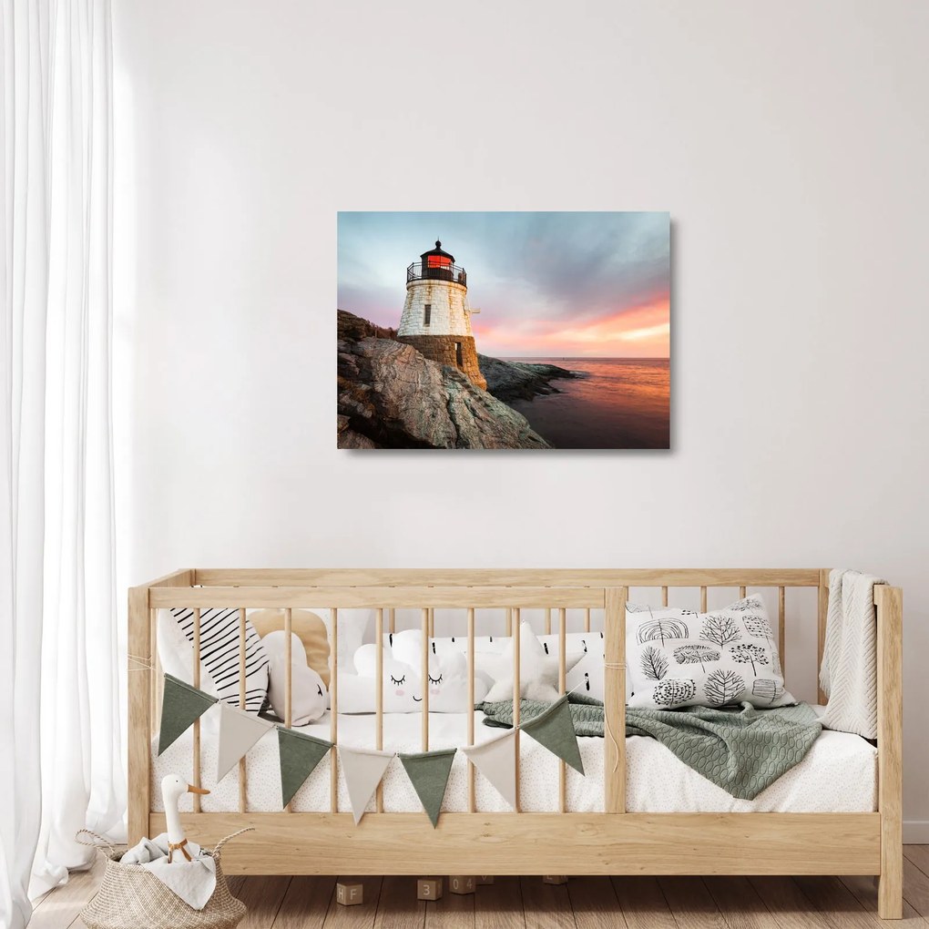 Sklenený obraz - Maják Castle Hill (70x50 cm)