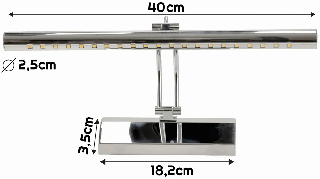 BERGE LED kúpeľňové nástenné svietidlo nad zrkadlo 5W 40cm teplé
