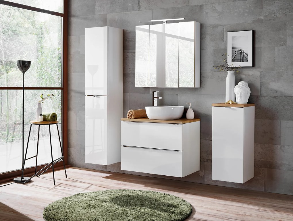 Comad Doplnková kúpeľňová skrinka vysoká Capri White 35 biela lesk