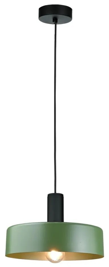 Luster na lanku HAKI 1xE27/60W/230V zelená/čierna