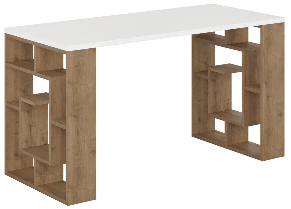 Písací stôl MAZE dub stirling/biely