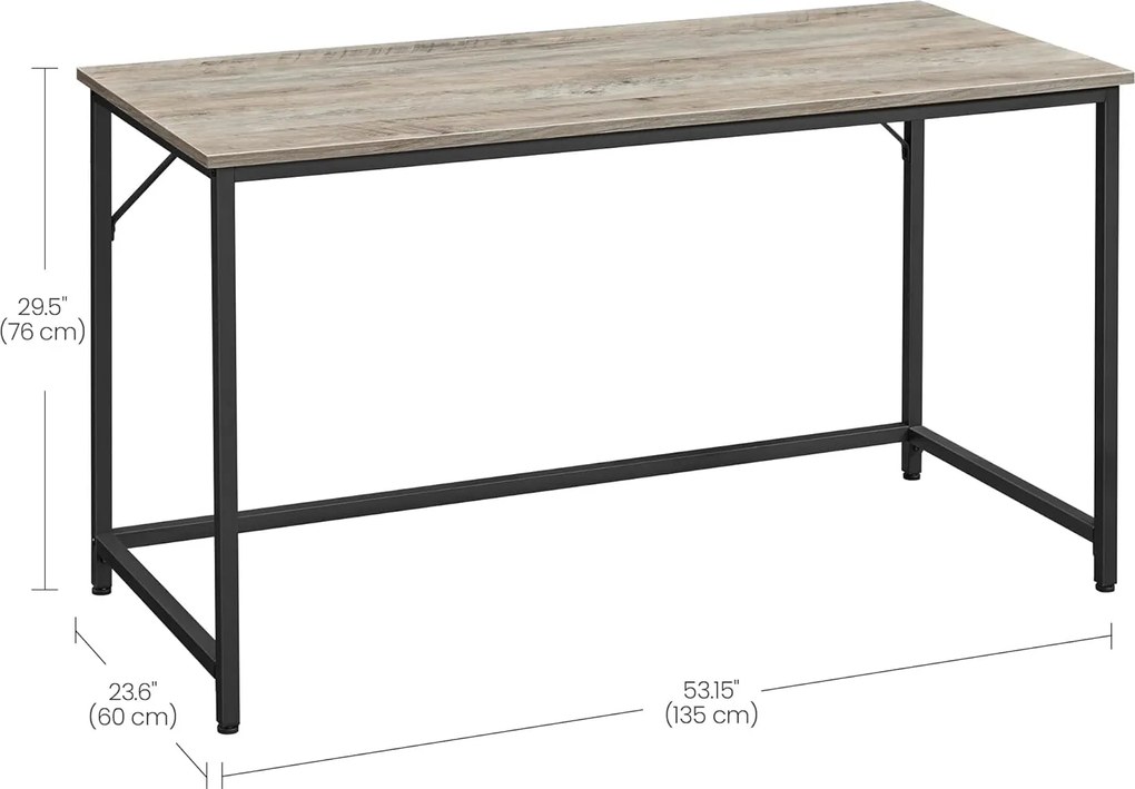 Psací stůl Vasagle Kolmo 140 cm černý/šedý