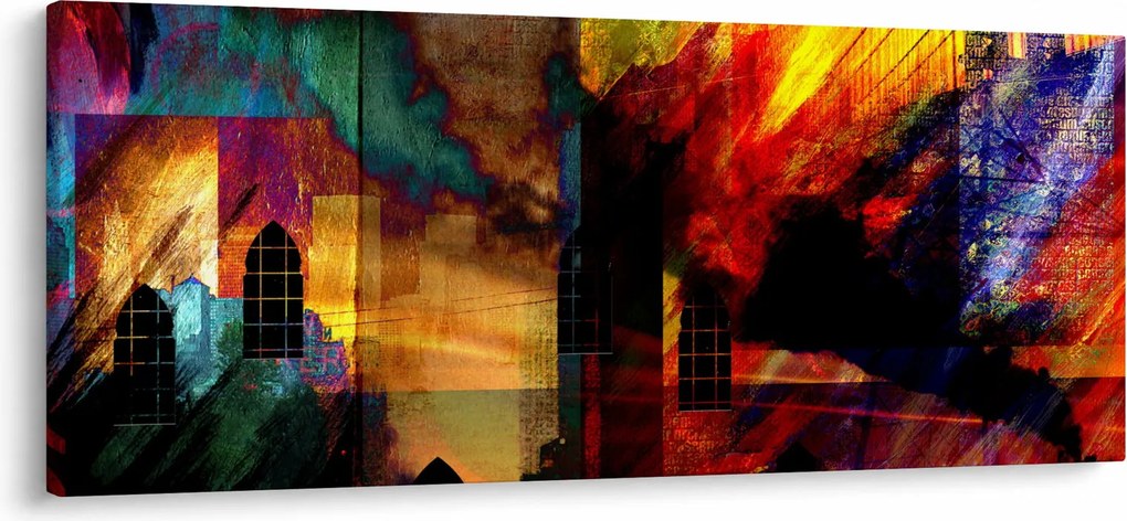 Obraz - Farebná abstrakcia mesta (120x50 cm)