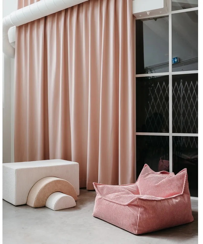 Krémovobiele menčestrové penové ihrisko 75x49x37 cm Rainbow Montessori – Wigiwama