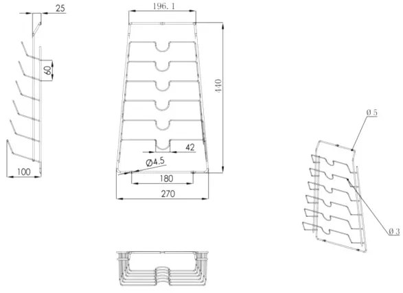 Goodhome Držiak, stojan na pokrievky - 6 pozícií, na dvierka, nerezový, LID