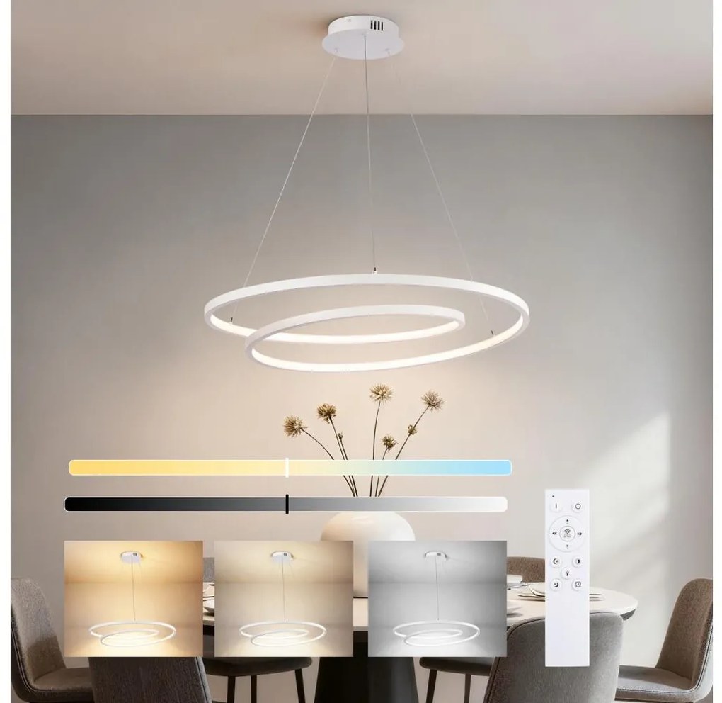 Brilagi-LED Stlmiteľný luster na lankách TWISTER LED/75W/230V pr. 70 cm biela + diaľkový ovládač