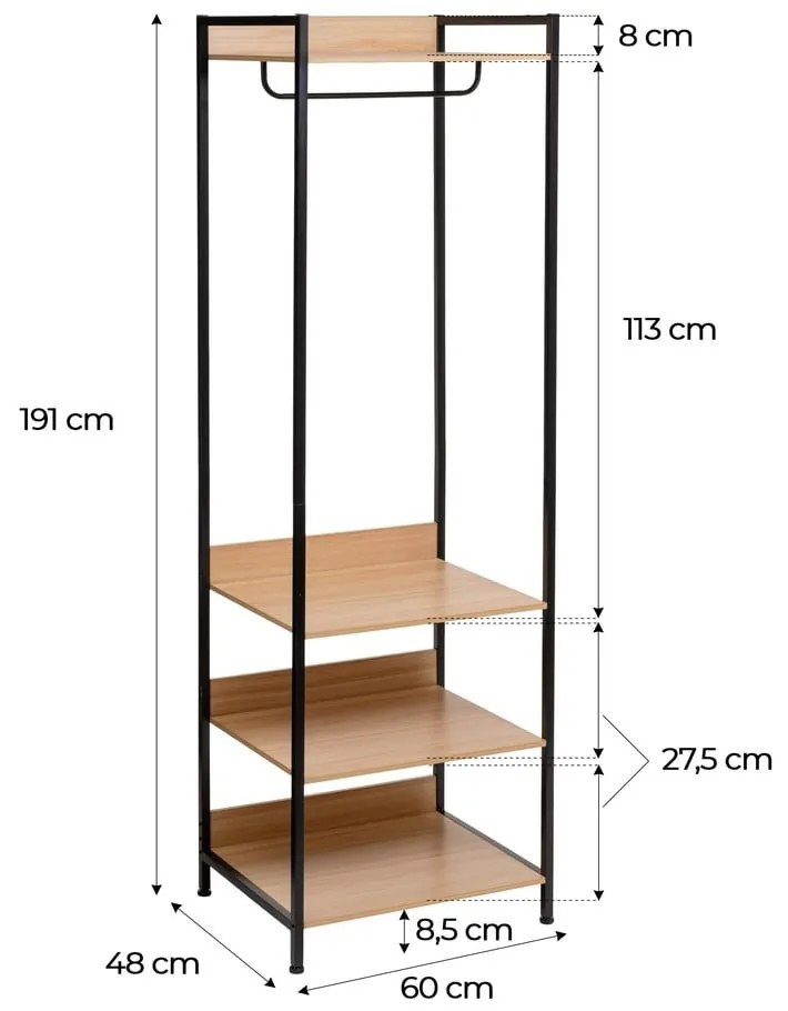 Otvorená šatníková skriňa v prírodnej farbe 60x190x48 cm Armarios – Casa Selección