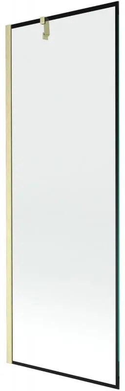 Mexen Next, 1-krídlová vaňová zástena 70 x 150 cm, 6mm číre sklo - čierny vzor, zlatá matná, 895-070-000-00-70-55
