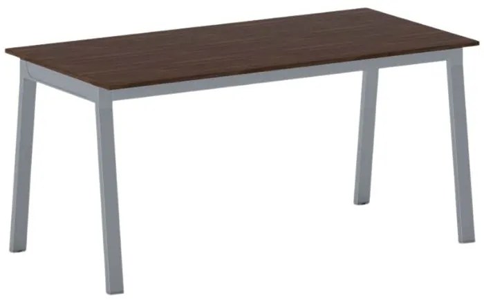 Rokovací kancelársky stôl PRIMO BASIC, 160x80 cm, sivostrieborná podnož, orech