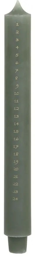 Zelená adventná sviečka s číslami 1-24 Advent Candle - Ø 3*29cm / 20h