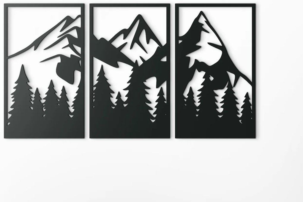 drevko Viacdielny obraz Vrchy nad lesom Rozmer obrazu: 35 x 65 cm, Farba dekorácie: Čierna