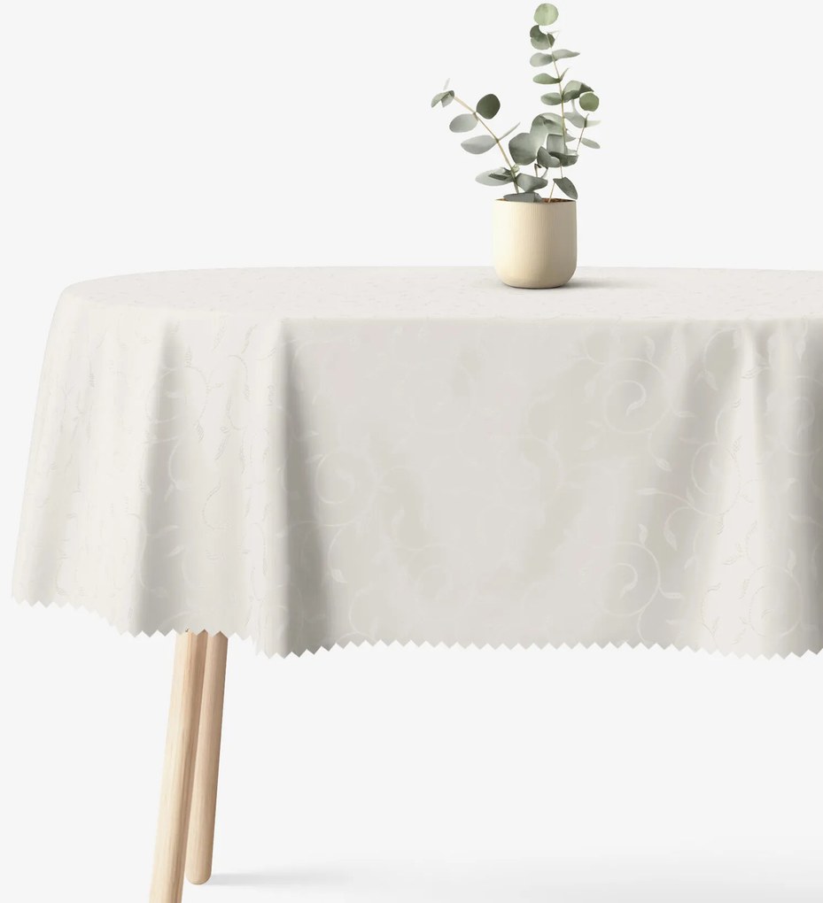 Goldea sviatočný oválny teflónový obrus - smotanový s veľkými ornamentmi 120 x 180 cm