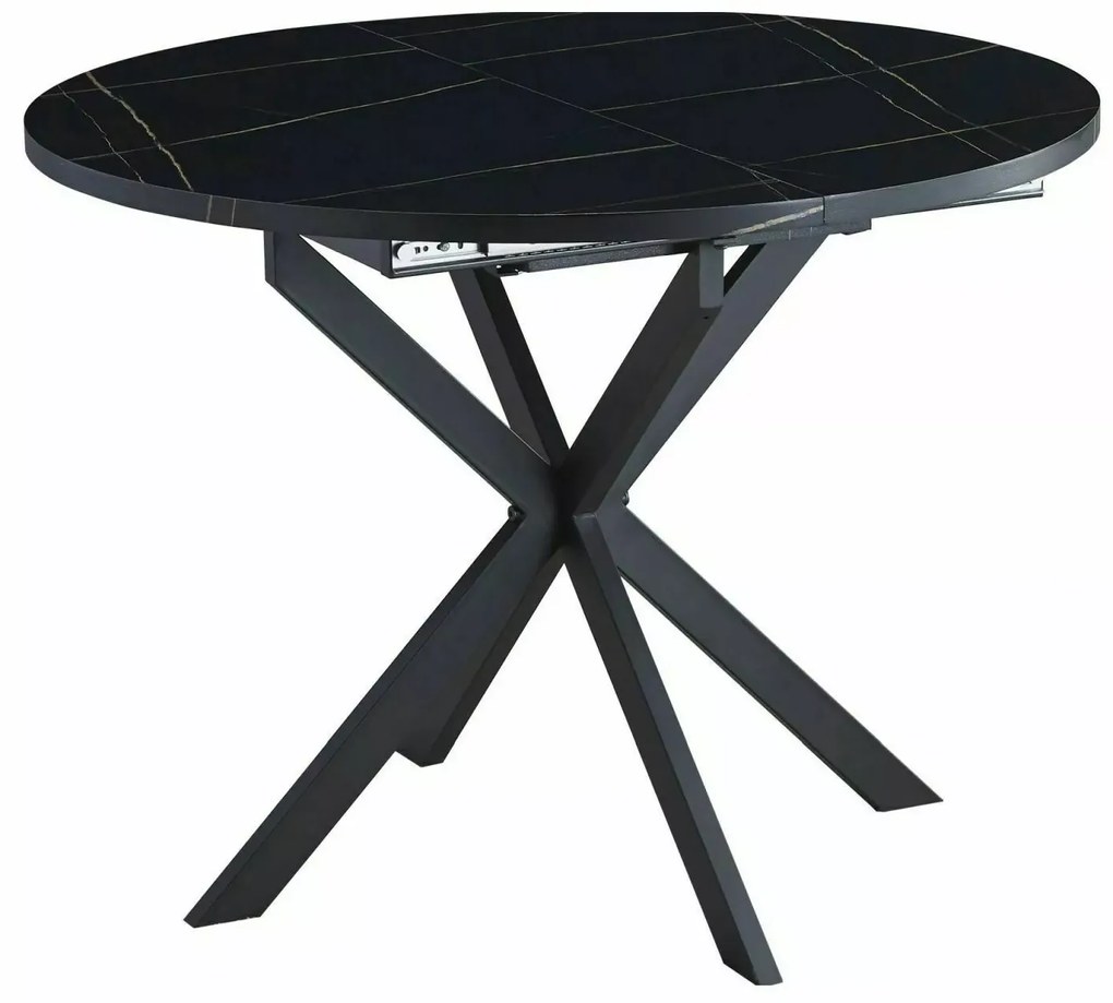 Rozkladací jedálenský stôl GASTON 100(135)X100 cm, čierny mramorový dekor