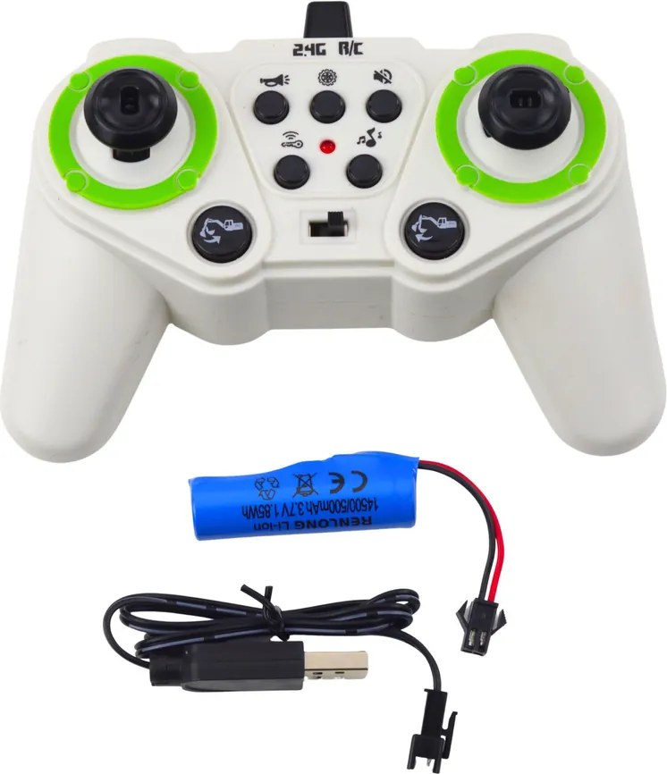 LEAN Toys Caterpillar bagr Diaľkovo ovládané RC svetlá Zvuky Biela 1:24