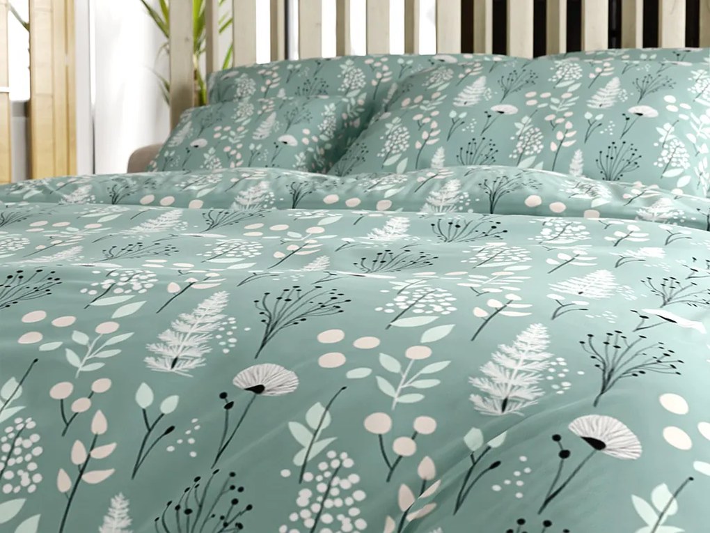 Bavlnené obliečky WILD FLOWERS mentolové hotelová kapsa Rozmer obliečky: 70 x 90 cm | 140 x 200 cm