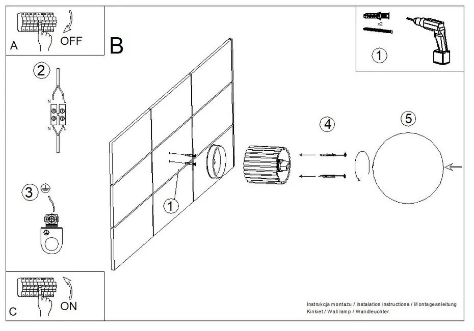 Vínové nástenné svietidlo Orbital – Sollux