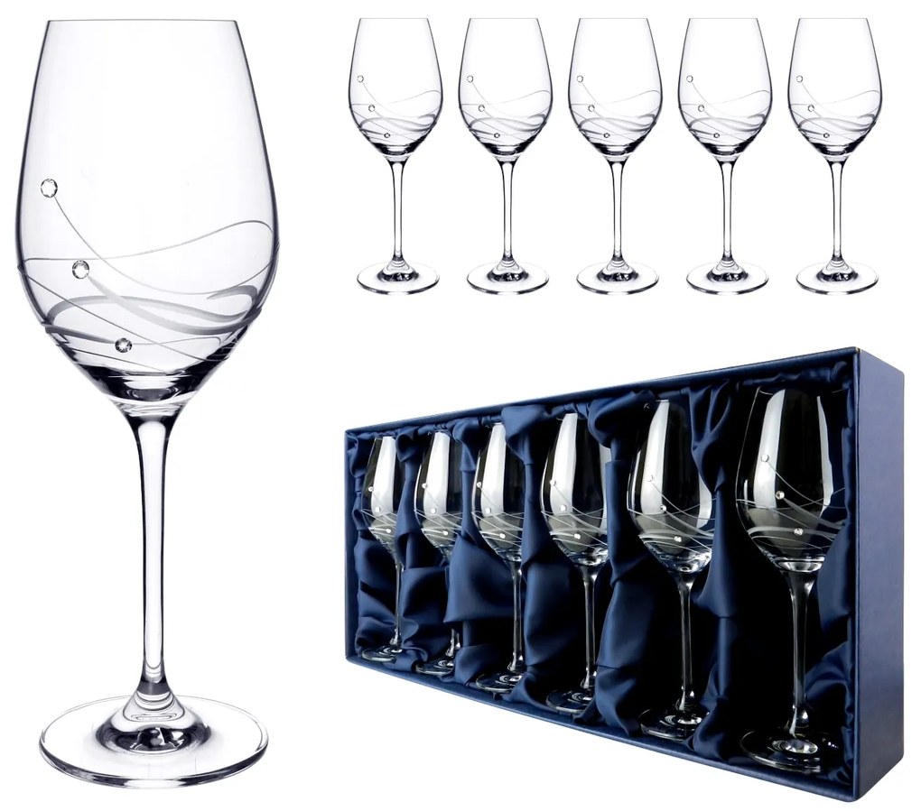 ELITE GLASS Classic - poháre na víno so Swarovski® Elements | sada 6 ks