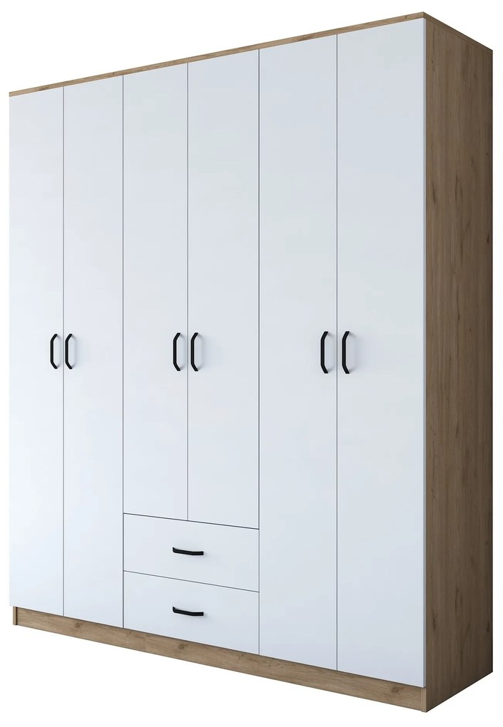 Šatní skříň BA 113 180 cm ořech/bílá