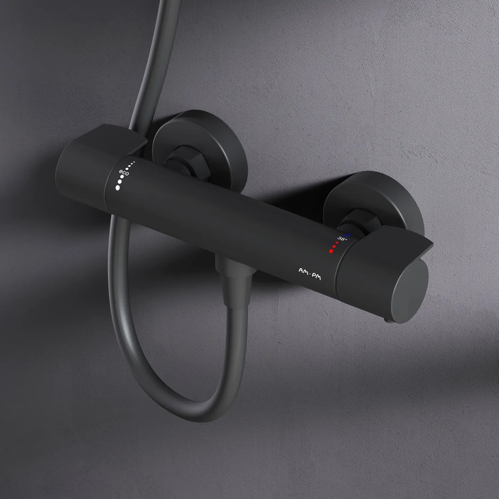 Ručná sprchová súprava AM.PM X-Joy F428XA46 s termostatickou sprchovou batériou, čierna
