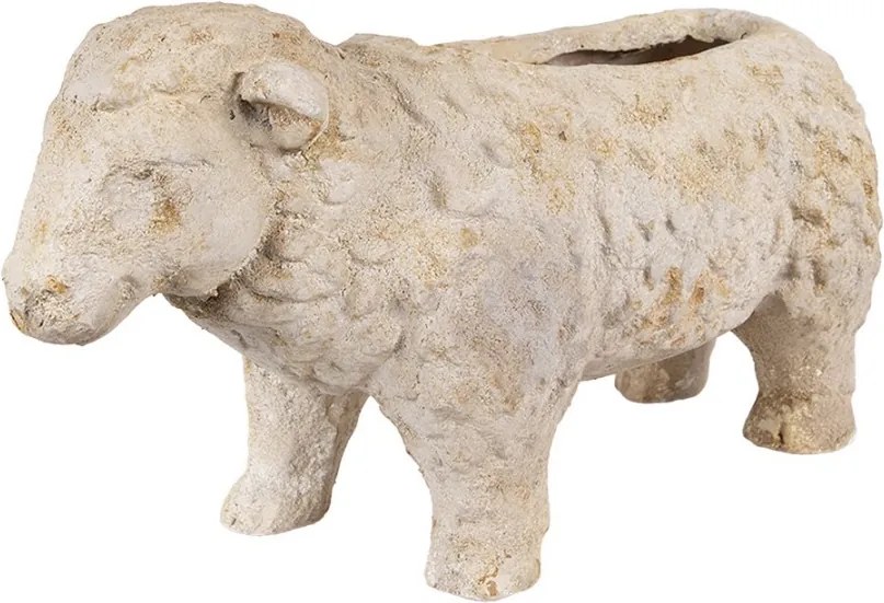 Béžový antik dekoračný kvetináč ovečka Farm Brocante - 48*19*26 cm