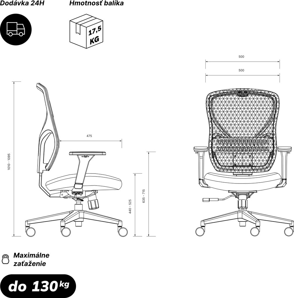 Kancelárske otočné kreslo čierne: ORBIT