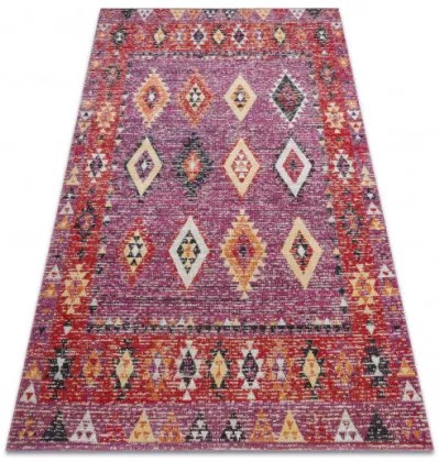 Koberec MUNDO D7701 romby, boho outdoor ružový / béžový