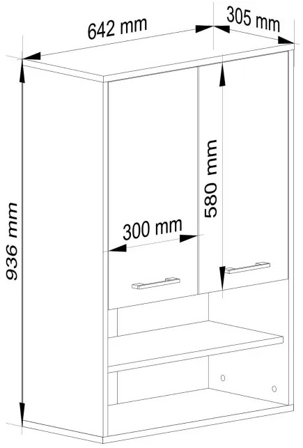 Kúpeľňová skrinka FIN H934 W64 2D 1P biela