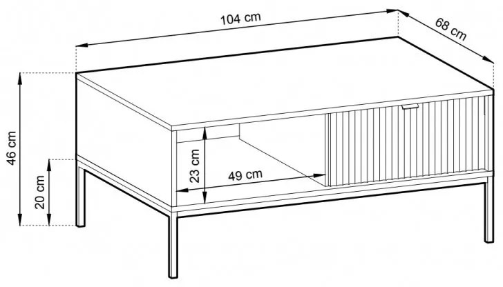 Konferenčný stolík Nova 104 cm černý/čierny rám
