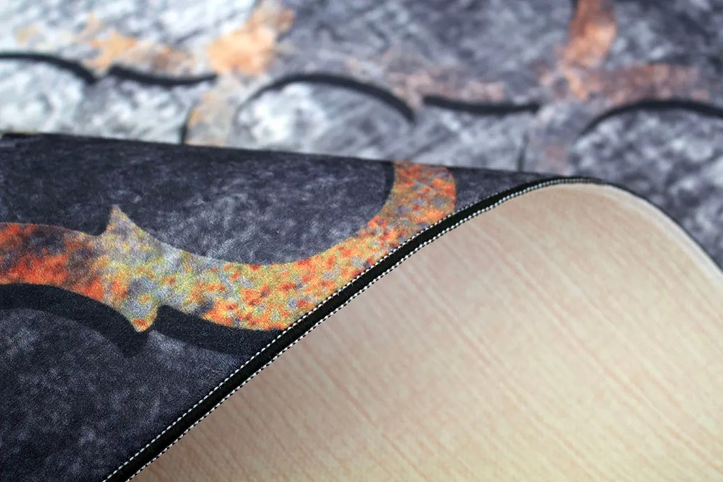 Koberec Porte 0066 GREY GOLD – sivý so žltým vzorom, obdĺžnik Rozmer: 80x150 cm