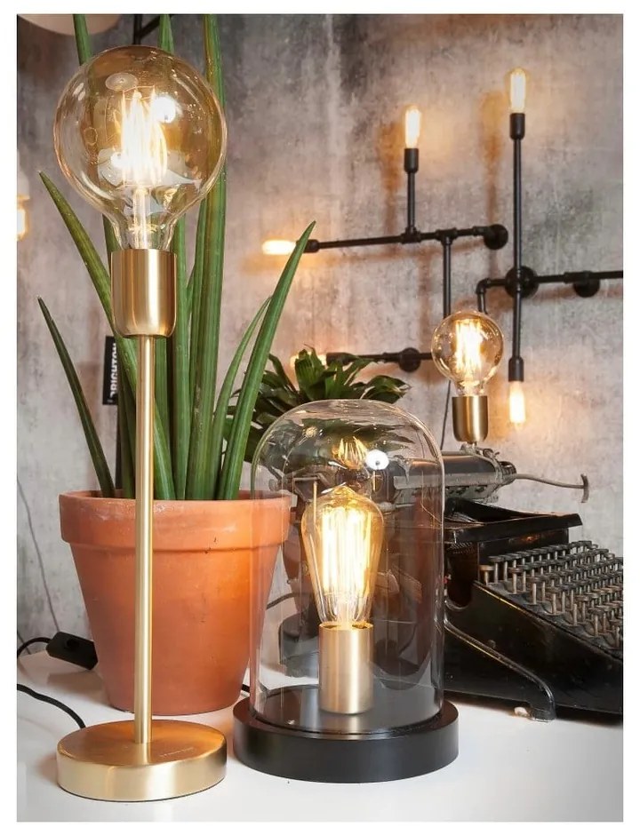 Čierna stolová lampa so skleneným tienidlom (výška 30 cm) Seattle – it's about RoMi