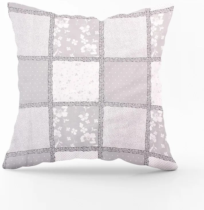 Bavlnená obliečka na vankúš - sivá patchwork Veľkost obliečok: 50 x 50 cm, Zapínanie: Gombíky