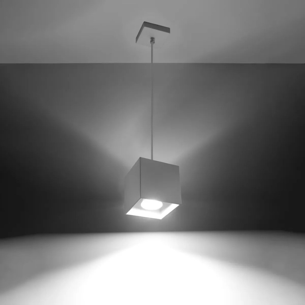 Závesné svietidlo Quad 1, 1x biele kovové tienidlo